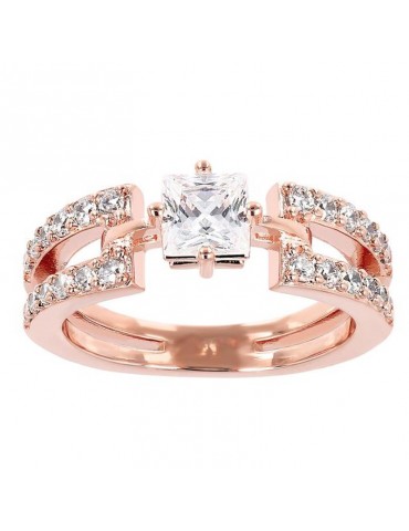 Anello Bronzallure Donna -  Altissima - Quadrato - Zirconi -WSBZ01911W 2