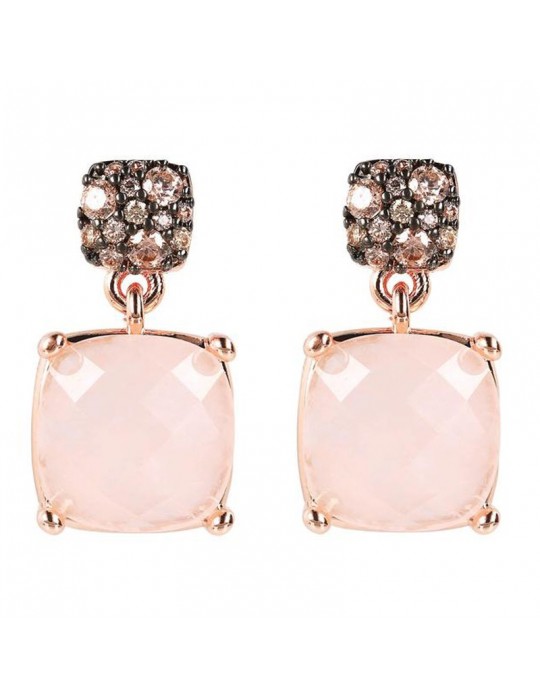Bronzallure Woman's Earrings - Precious Pendants with Rose Quartz - 0 Bronzallure Woman's Earrings - Precious Pendants with Rose Quartz - 0