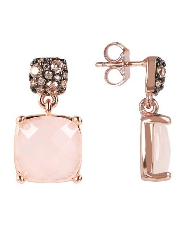 Bronzallure Woman's Earrings - Precious Pendants with Rose Quartz - 0