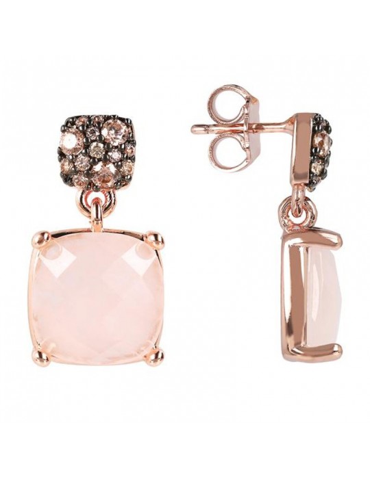 Bronzallure Woman's Earrings - Precious Pendants with Rose Quartz - 0