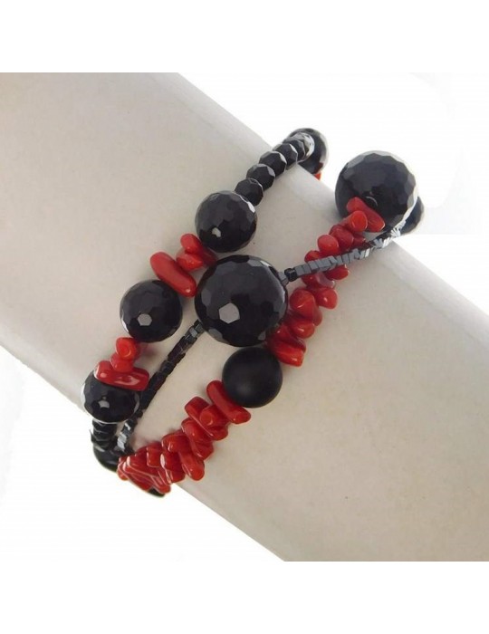 Rajola Bizarra Bracelet with Coral and Onyx for Woman - 0