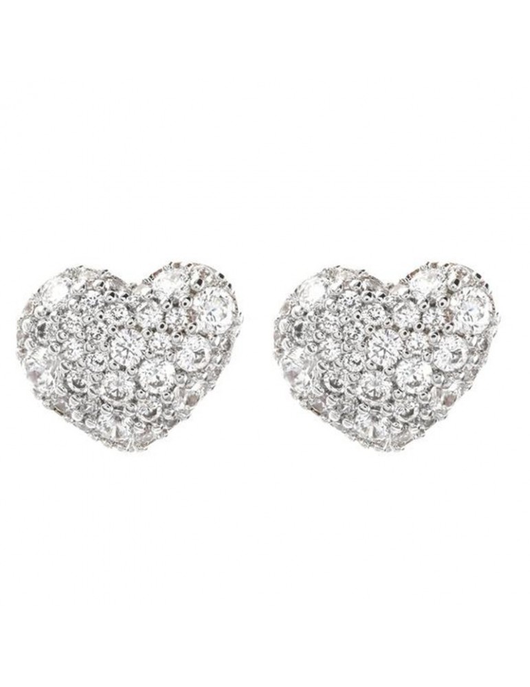 Bronzallure Woman's Earrings - Altissima Heart Lobe with Cubic Zirconia Pav - 0