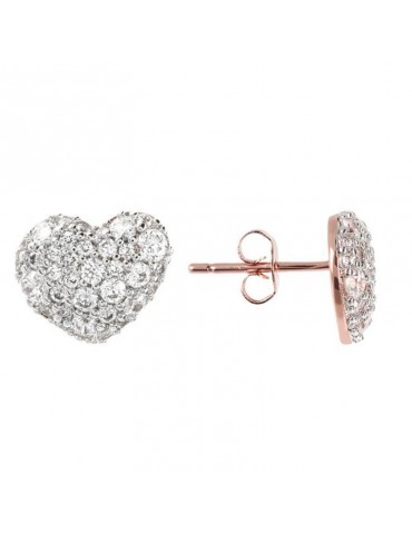 Bronzallure Woman's Earrings - Altissima Heart Lobe with Cubic Zirconia Pav - 0 2