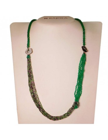 Collana Rajola Donna - Abbracci con Agata Verde e Zoisite Mop - 0