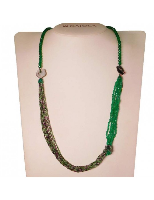 Rajola Woman's Necklace - Embraces with Green Agate and Zoisite Mop - 0