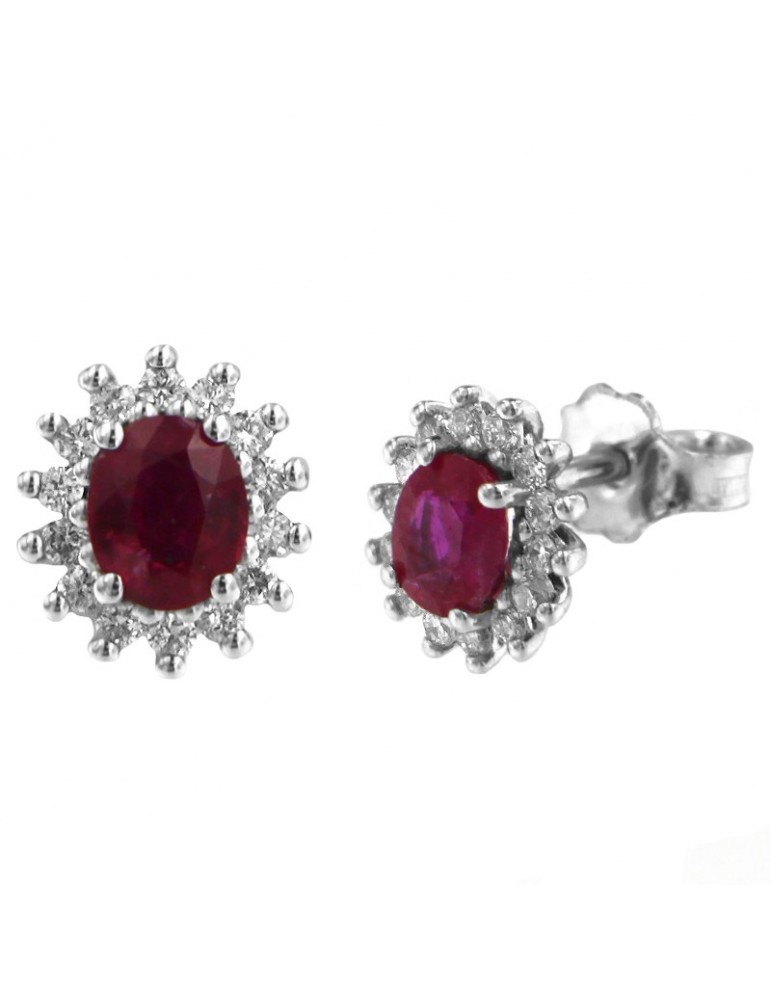 Orecchini Davite&Delucchi - Oro Bianco - Diamanti - Rubini -BB009134RB