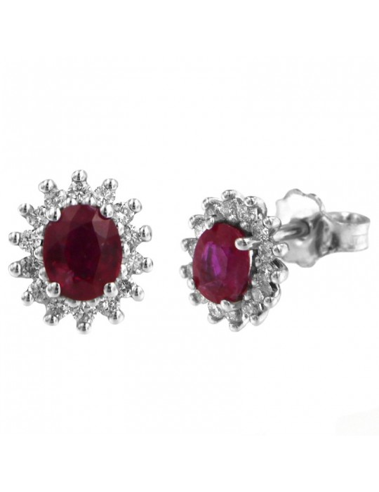Orecchini Davite&Delucchi - Oro Bianco - Diamanti - Rubini -BB009134RB