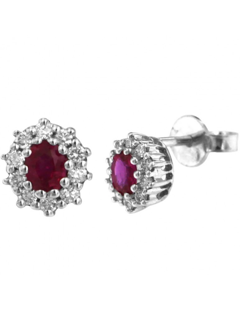 Orecchini Davite&Delucchi - Oro Bianco - Diamanti - Rubini -BB007802RB