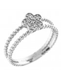 Davite & Delucchi Woman's Ring - in 18K White Gold with Four Leaf Clover and Natural Diamonds - 0