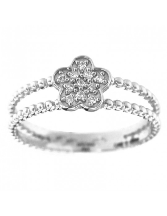 Anello Davite&Delucchi - Oro Bianco - Fiore - Diamanti - AA031583