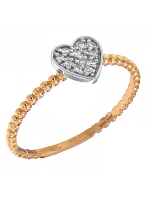 Davite & Delucchi Woman's Ring - in 18K Rose Gold with Heart and Natural Diamonds - 0