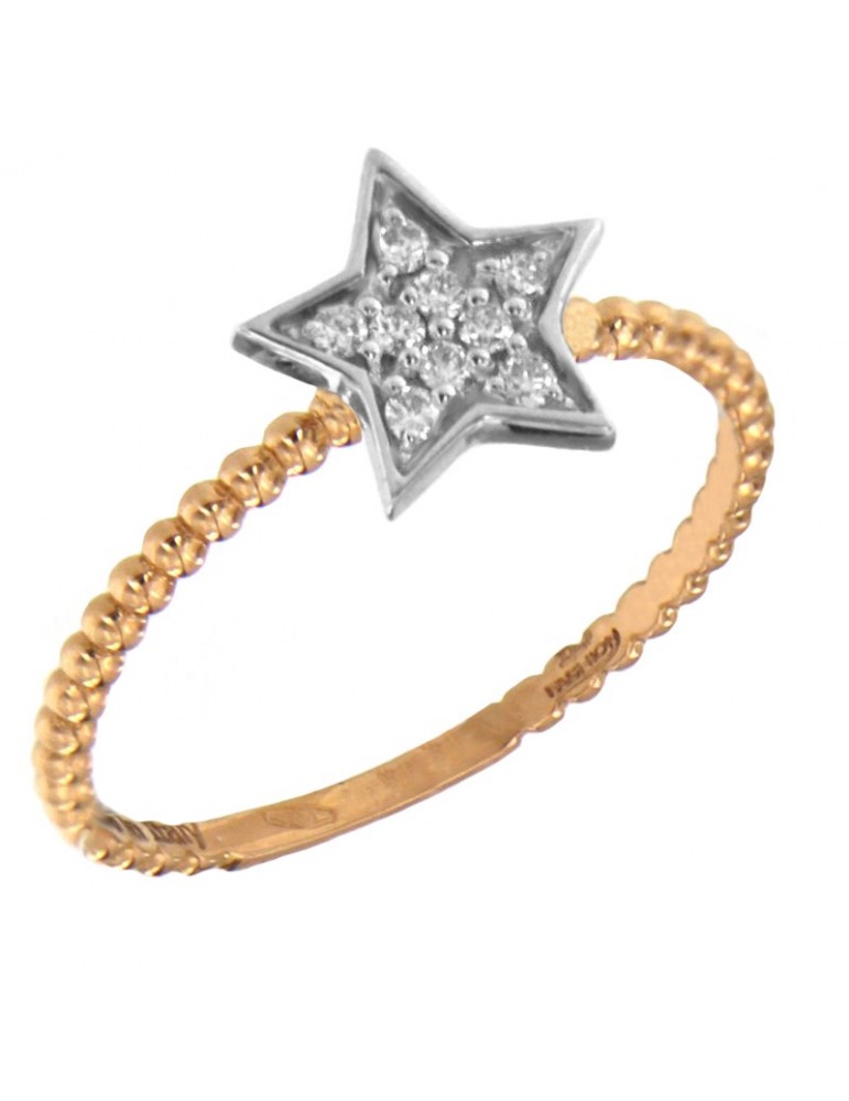 Davite & Delucchi Woman's Ring - in 18K Rose Gold with Star and Natural Diamonds - 0