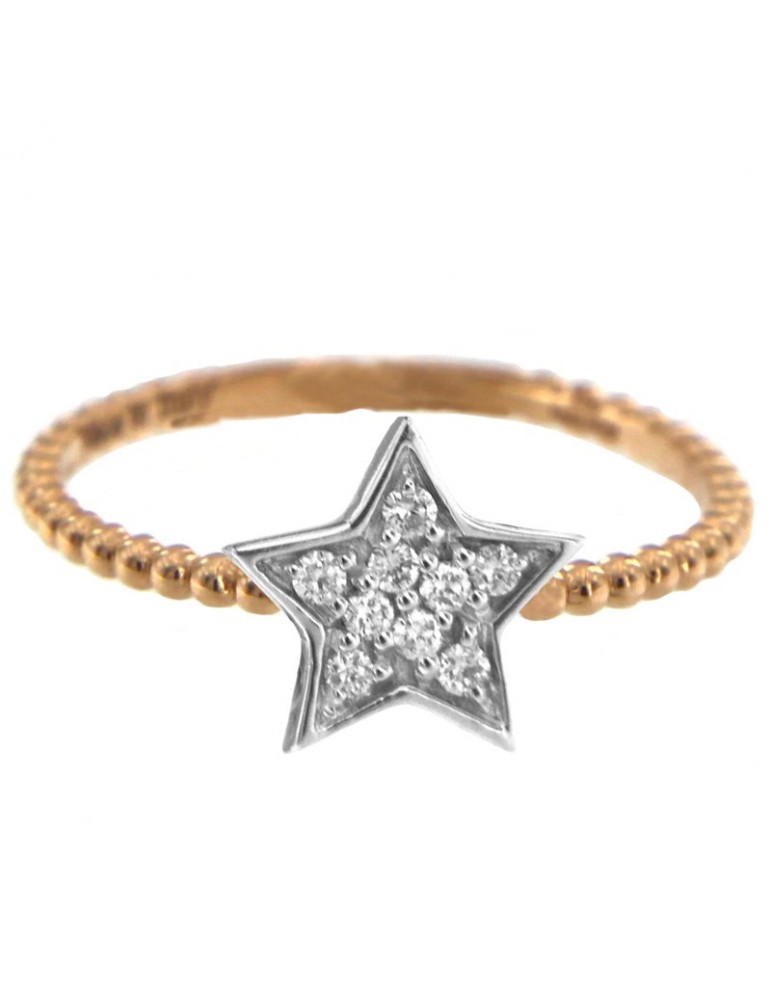 Davite & Delucchi Woman's Ring - in 18K Rose Gold with Star and Natural Diamonds - 0