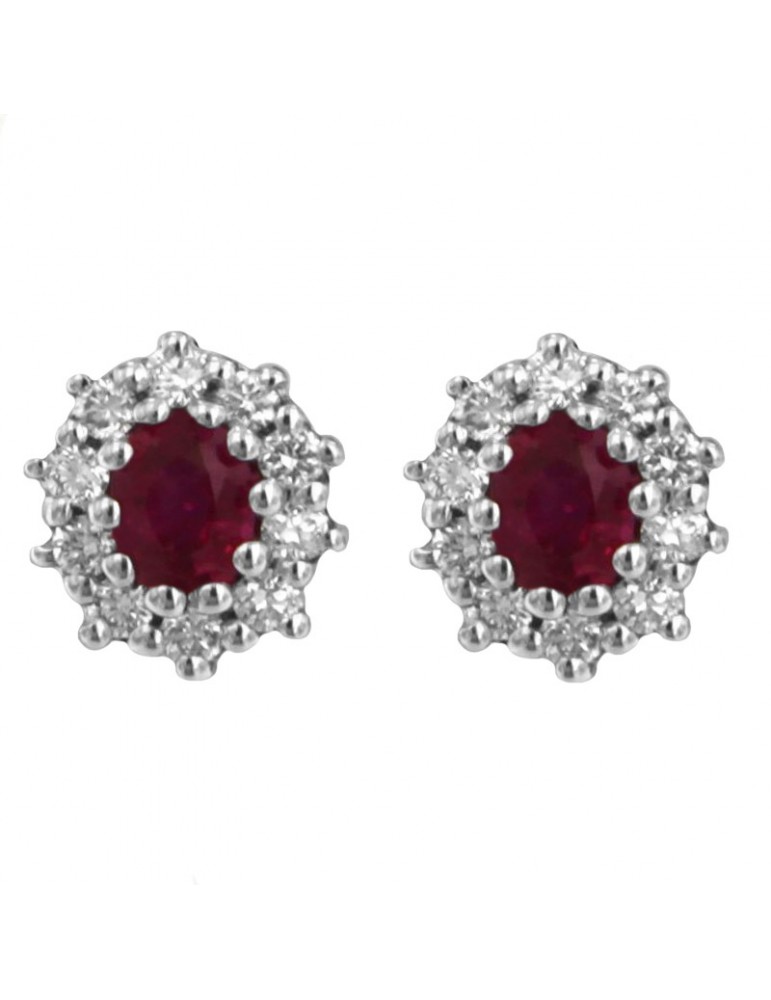 Orecchini Davite&Delucchi - Oro Bianco - Diamanti - Rubini -BB007802RB