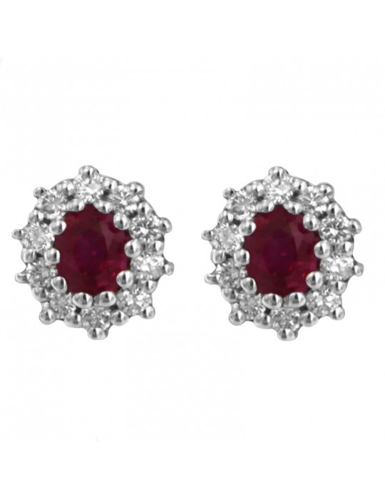 Orecchini Davite&Delucchi - Oro Bianco - Diamanti - Rubini -BB007802RB