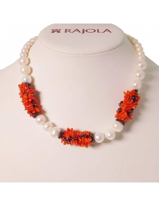 Rajola Woman's Necklace - Hula with Sciacca Coral and Pearls - 0