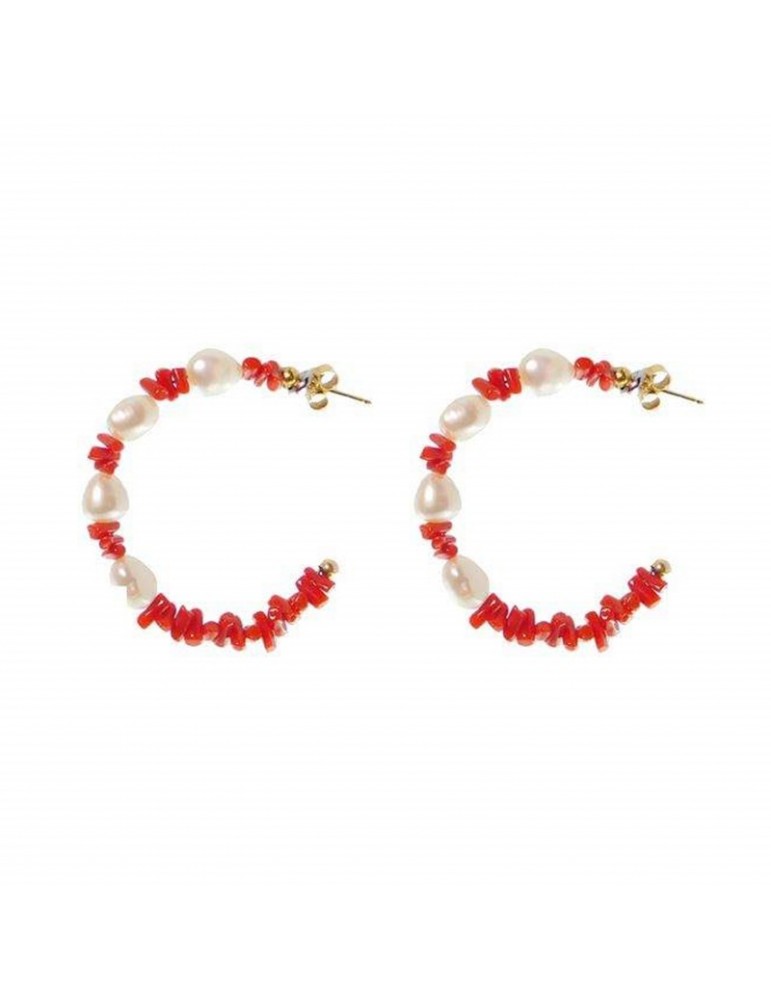 Rajola Woman's Earrings - Lucilla with Red Coral and Pearls - 0