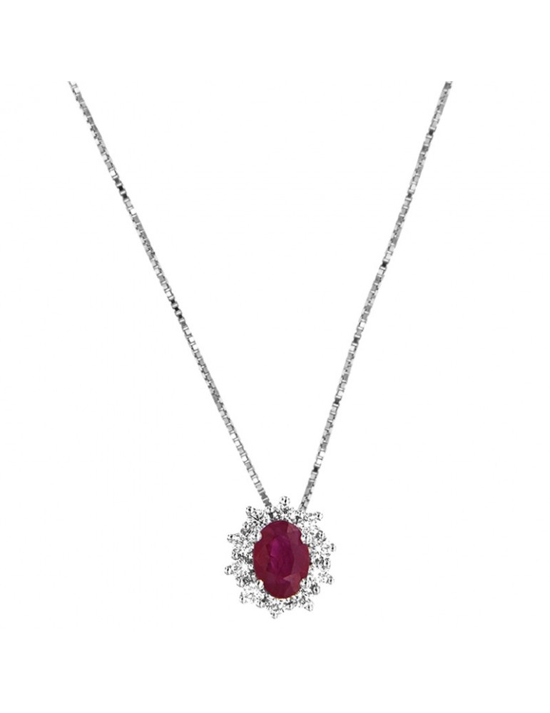 Collana Davite&Delucchi - Oro Bianco - Diamanti - Rubino -CLN010908RB2