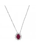 Davite & Delucchi Woman's Necklace - in 18k White Gold with Natural Diamonds and Ruby - 0