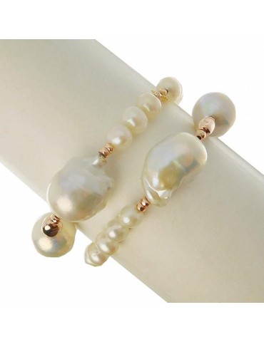 Rajola Vita Women's Bracelet with Baroque Pearls and Hematite - 0