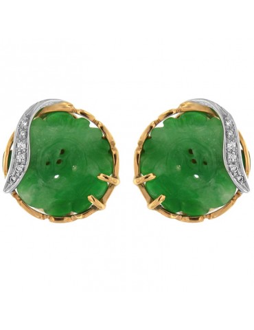 Silvia Kelly Earrings with Green Jade and Diamonds for Women - 0