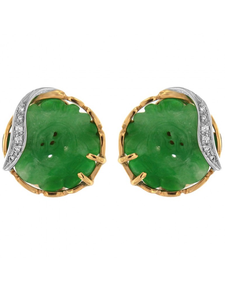 Orecchini Silvia Kelly con Giada Verde e Diamanti da Donna - 0