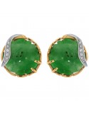 Silvia Kelly Earrings with Green Jade and Diamonds for Women - 0