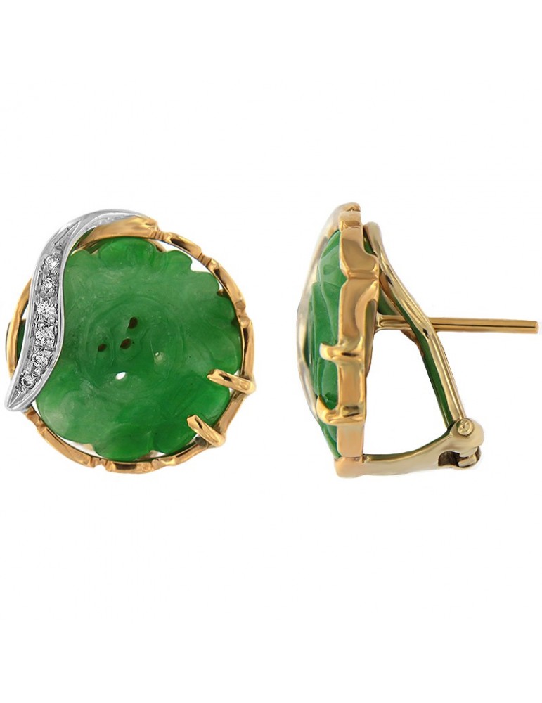Orecchini Silvia Kelly con Giada Verde e Diamanti da Donna - 0