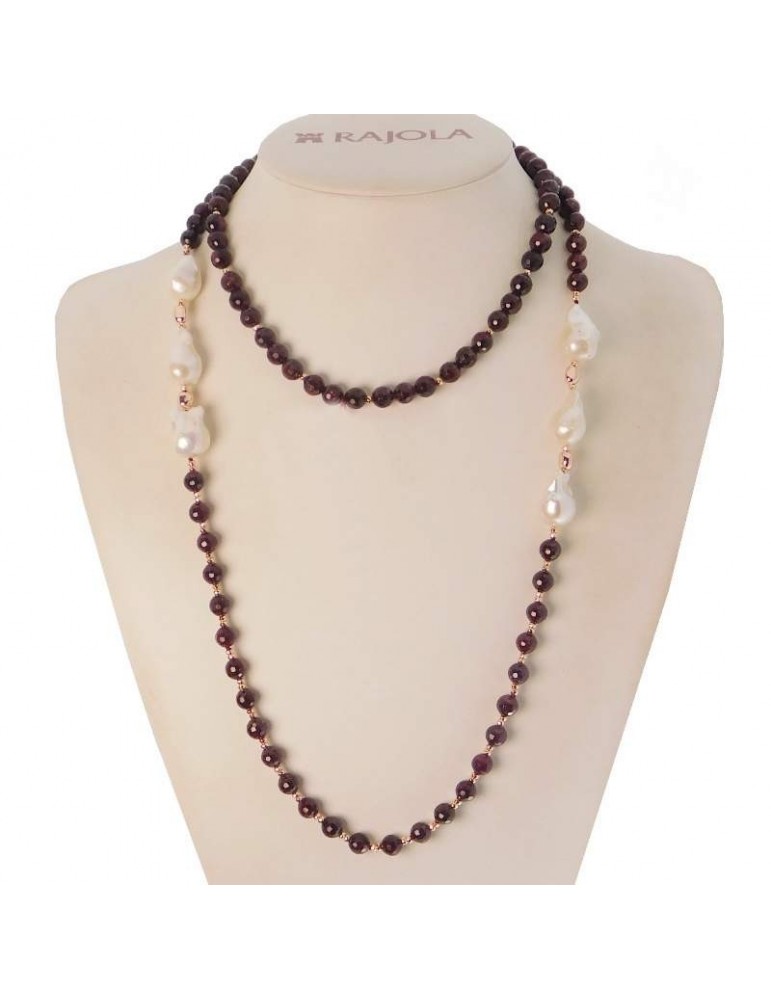 Rajola Women's Necklace - Life - Long - Garnet-Baroque Pearls-5465815
