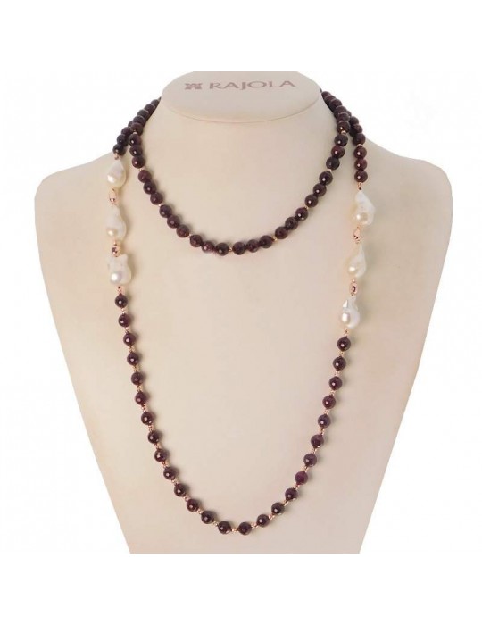 Rajola Women's Necklace - Life - Long - Garnet-Baroque Pearls-5465815