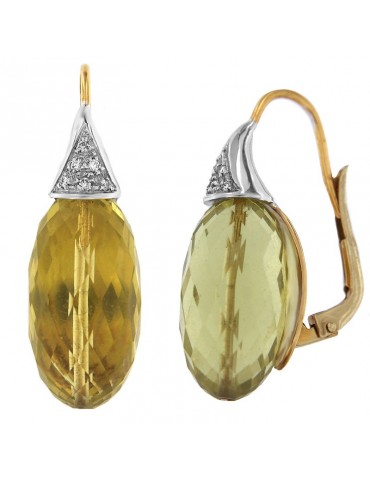 Silvia Kelly Earrings with Lemon Quartz and Diamonds for Women - 0 2