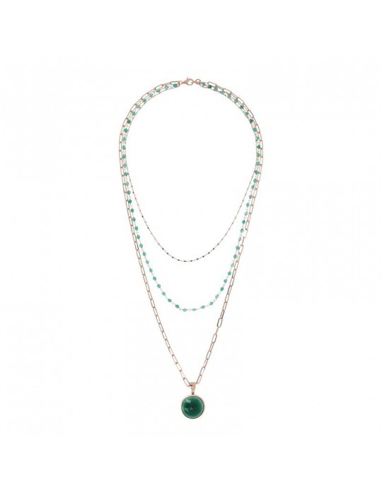 Collana Bronzallure - Variegata - Tre Fili - Agata Verde -WSBZ01872GAG