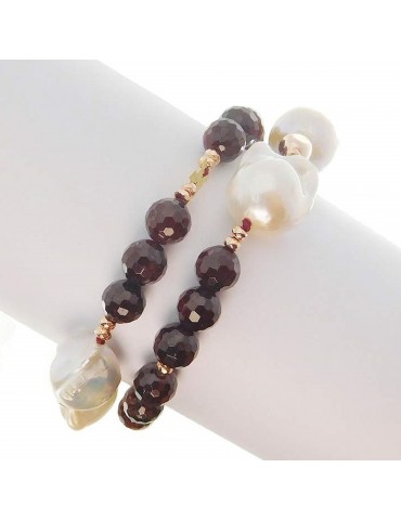 Bracciale Rajola Vita con Granato e Perle da Donna - 0