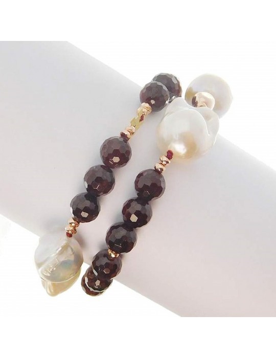 Bracciale Rajola Vita con Granato e Perle da Donna - 0