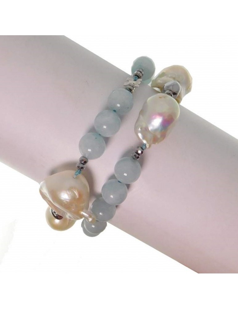 Bracciale Rajola Donna - Vita con Acquamarina e Perle - 0