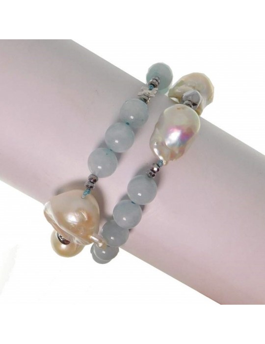 Bracciale Rajola Donna - Vita con Acquamarina e Perle - 0