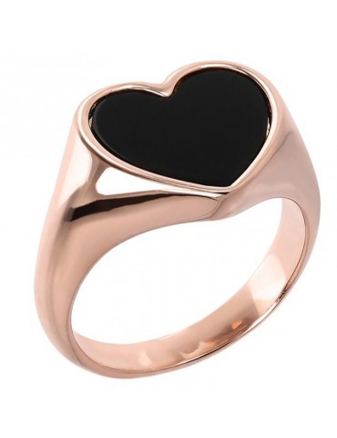 Bronzallure Woman's Ring - Alba Seal with Black Onyx Heart - 0