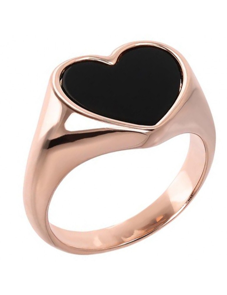 Anello Bronzallure - Alba Sigillo - Cuore Onice Nero - WSBZ01729BO