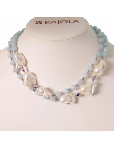 Collana Rajola Donna - Vita con Acquamarina e Perle - 0