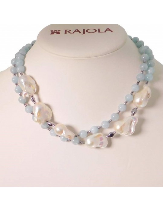 Collana Rajola Donna - Vita con Acquamarina e Perle - 0