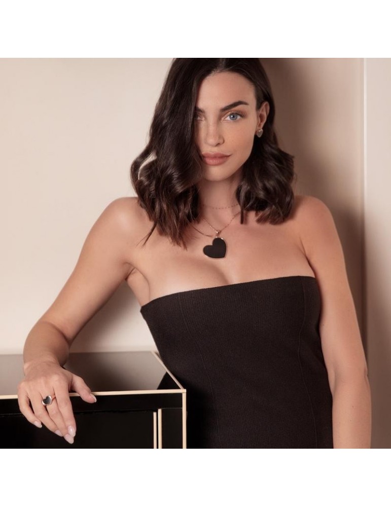 Anello Bronzallure - Alba Sigillo - Cuore Onice Nero - WSBZ01729BO