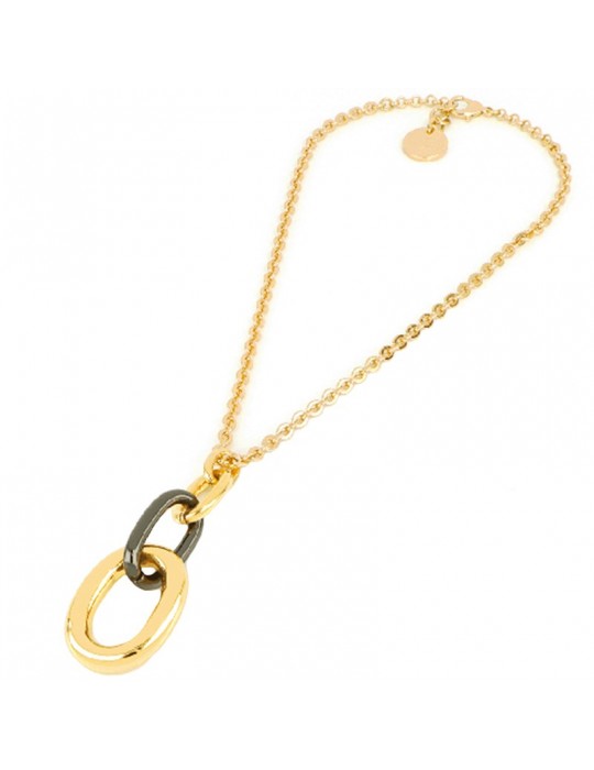 Unoaerre Woman's Necklace - Golden Bronze with Oval Pendant 40cm - 0