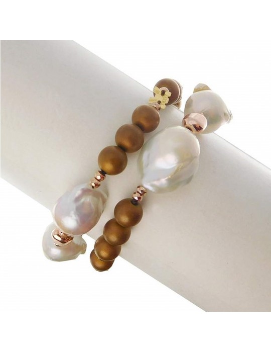 Bracciale Rajola Vita con Perle Barocche ed Ematite da Donna - 0 Bracciale Rajola Vita con Perle Barocche ed Ematite da Donna - 0