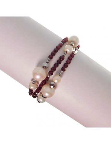 Bracciale Rajola Donna - Vita con Granato Perle ed Ematite - 0
