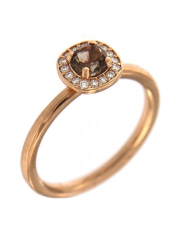 Anello Buonocore con Diamanti e Quarzo Fumè da Donna - 0