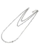 Unoaerre Woman's Necklace - Long Three-wire Silvered Bronze with 80cm Forzatina Chain - 0