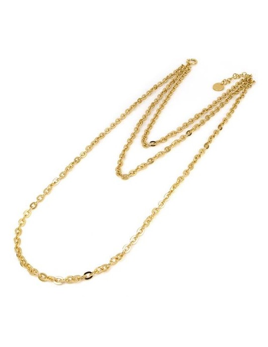 Unoaerre Woman's Necklace - Long Three-wire Golden Bronze with 80cm Forzatina Chain - 0