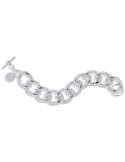 Unoaerre Woman's Bracelet - in Silvered Bronze with Hammered Groumette Chain 20cm - 0