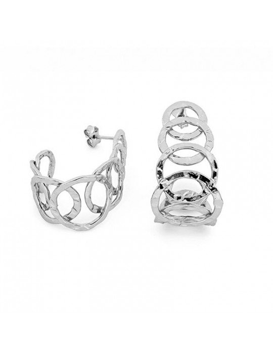 Unoaerre Woman's Earrings - Circle in White Bronze with 7 Circles - 0
