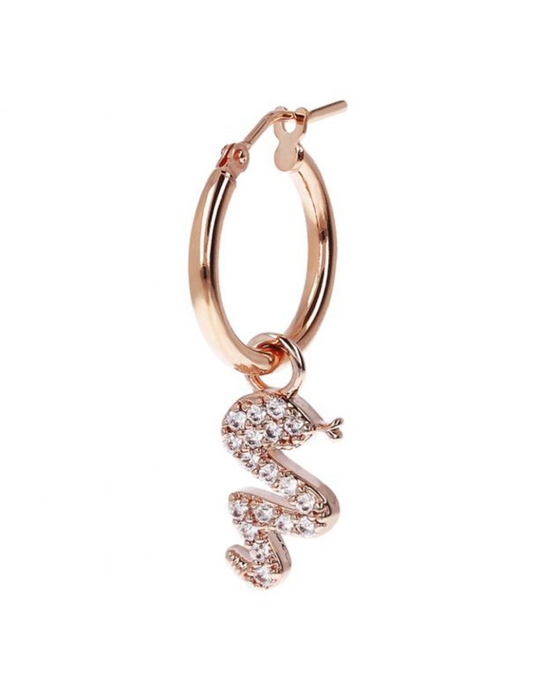 Bronzallure Woman Mono Earring - Altissima with Snake Pendant and White Zircons - 0